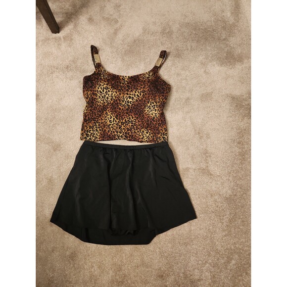 Miraclesuit Women's 2 Piece Swimsuit Leopard-Print & Black Size 16 - Picture 1 of 9